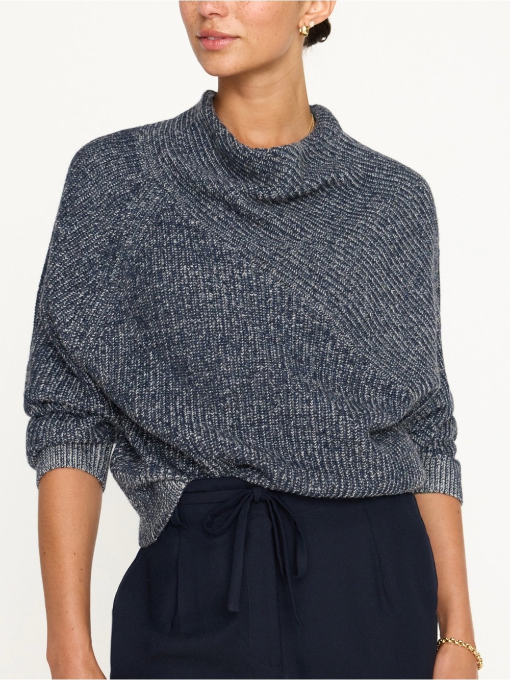 Brochu Walker Cashmere Wool Blend The Leith Sweater Charcoal Melange Sz M. NWOT